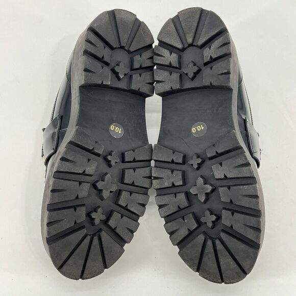 Steve Madden Lando 10 Black Patent Leather Chunky Lug Horsebit Loafers - Picture 9 of 10